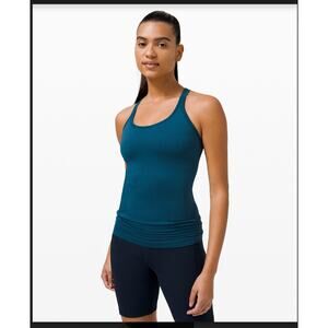 Lululemon Ebb to Street Tank Blue Borealis Size 8 Built-In Bra